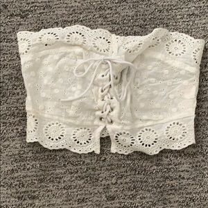 Pretty little thing white lace crop top. Worn once